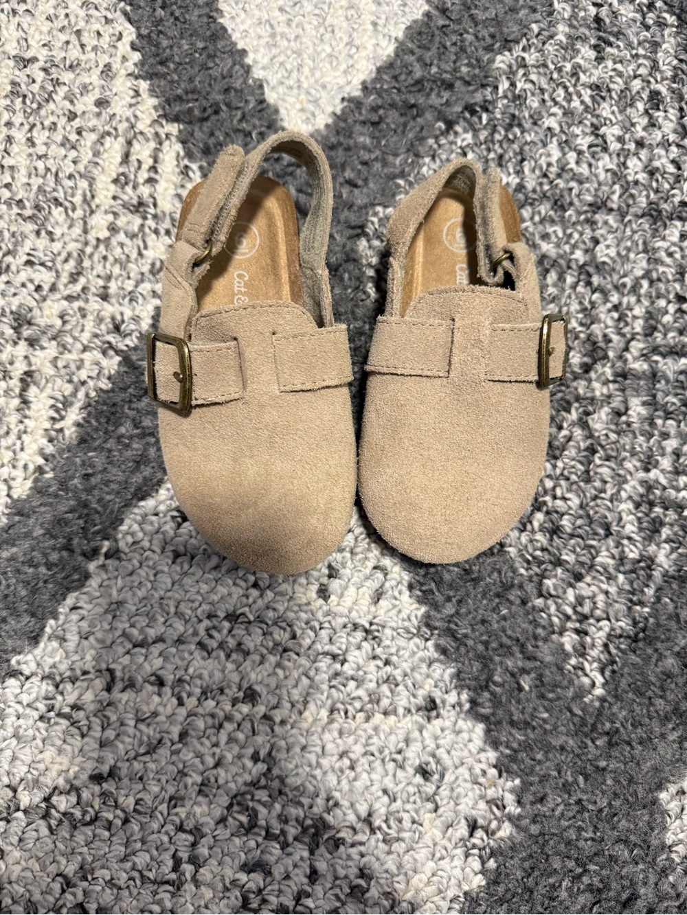 Cat&Jack Beige Suede Buckle Clogs - Comfortable Everyday Shoes